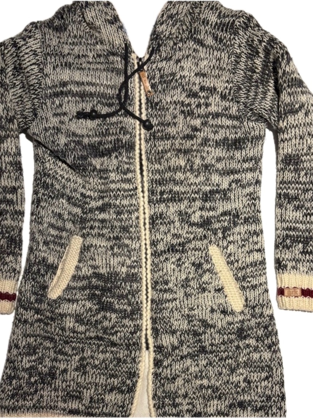 Ark Imports 100% New Zealand Wool Fleece Lined Long Cardigan Coat S/M